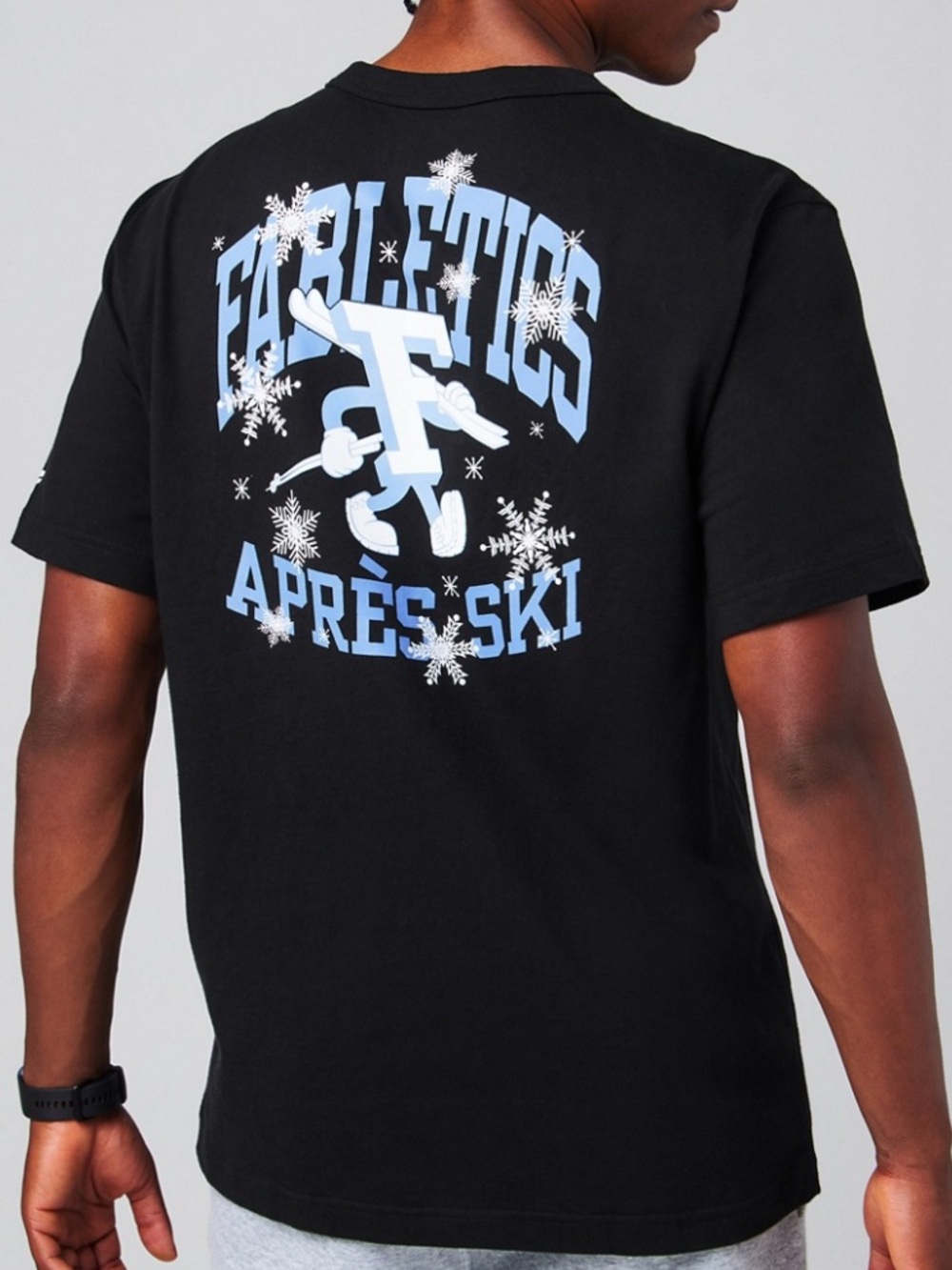 Fabletics Black Tee with Light Blue Après-Ski Graphic